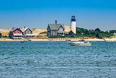 Sandy Neck Lighthouse on Cape Cod Across Barnstable Harbor